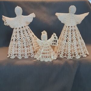 Crocheted Christmas Angels. Set Of 3